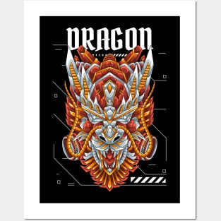 Dragon Mecha Red Posters and Art